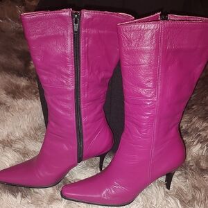 ANTONIO MELANI Fuchsia Leather Heeled Boots
